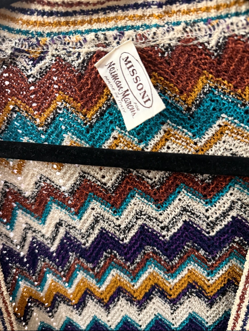 Missoni Teal Brown Mustard Zigzag Knit Cardigan - Picture 2 of 2